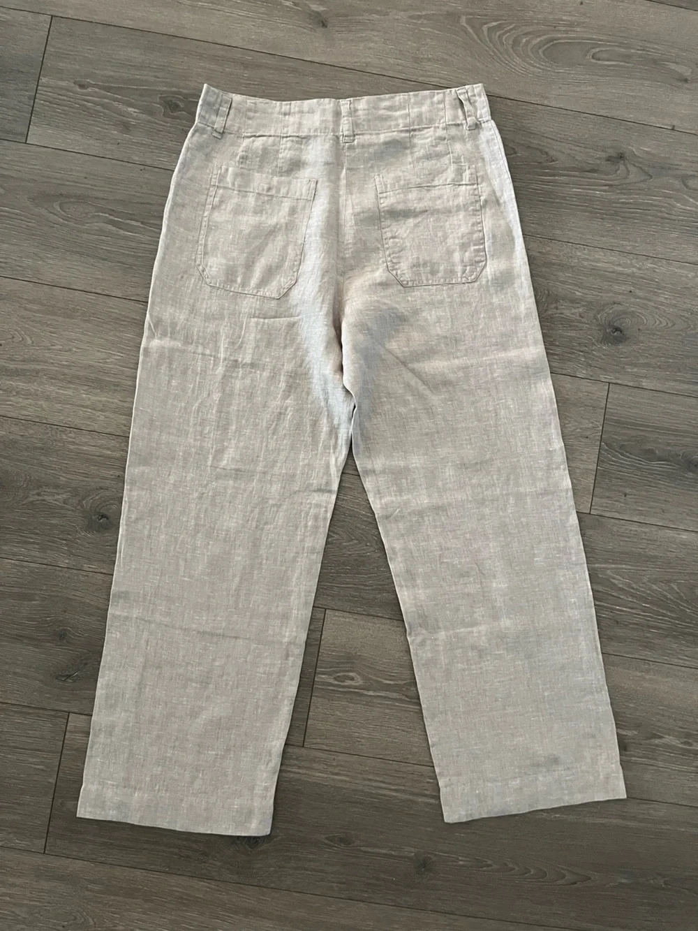 NWT Quince Women's Straight-Leg Linen Pants — Natural Beige Size 12